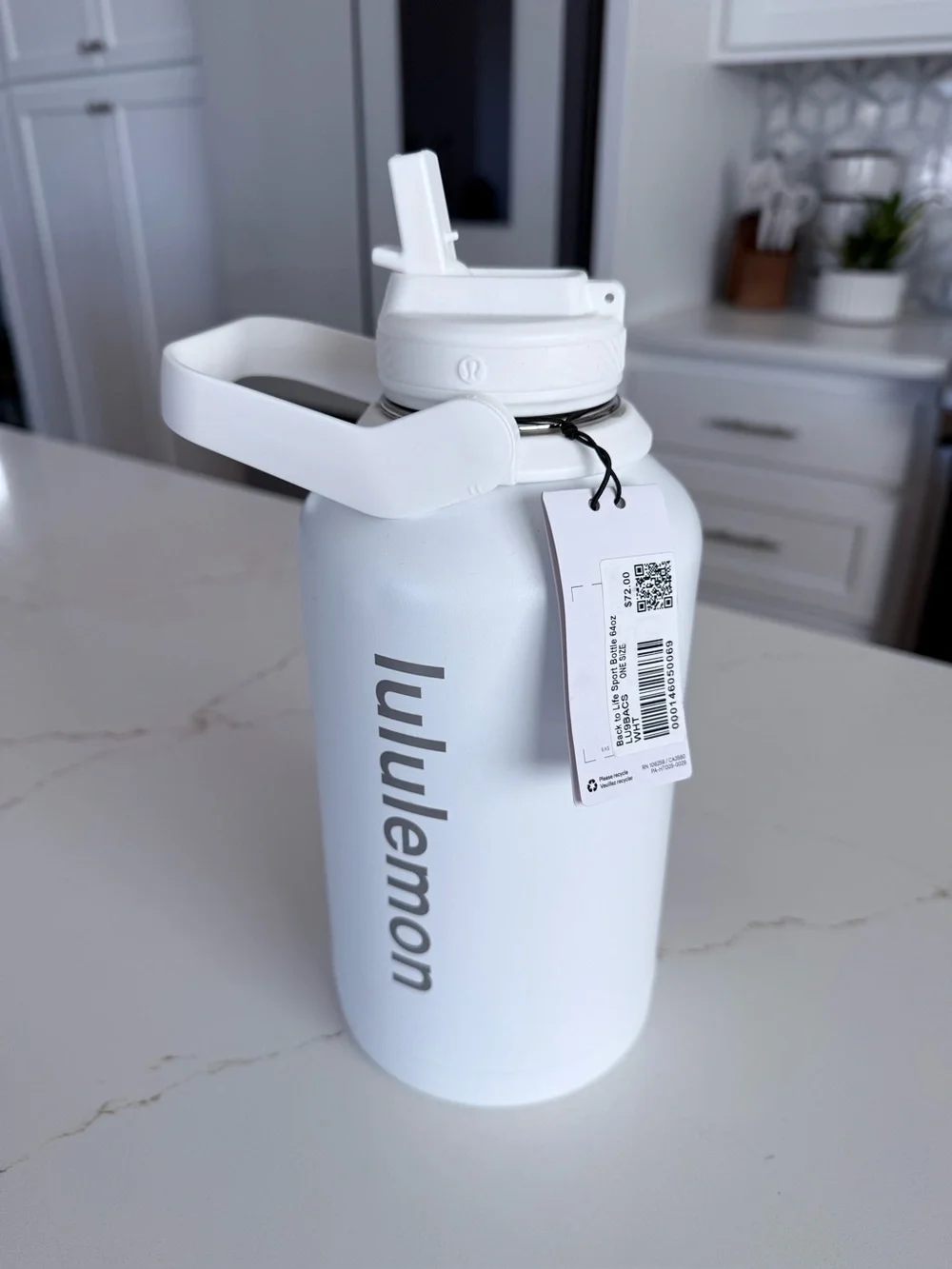 lululemon 64 Oz White Insulated Water Bottle with Carry Handle